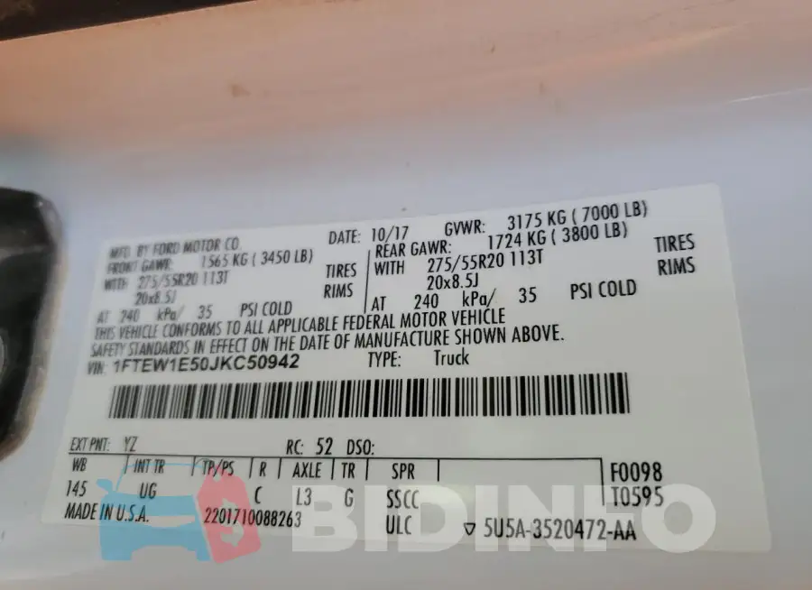 1FTEW1E50JKC50942 Photo# 12