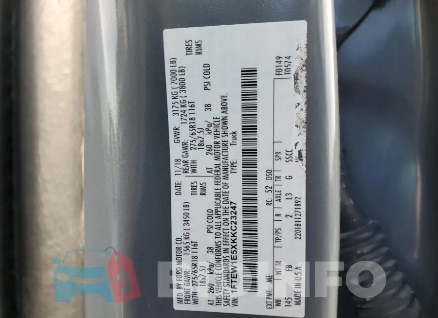 1FTEW1E5XKKC23247 Photo# 12