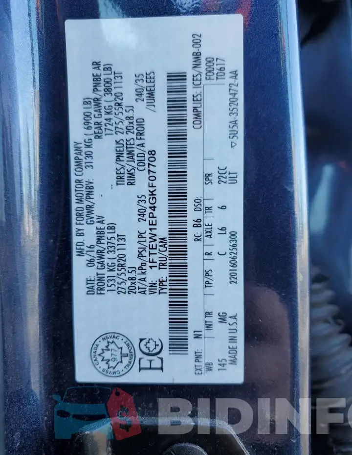 1FTEW1EP4GKF07708 Photo# 12