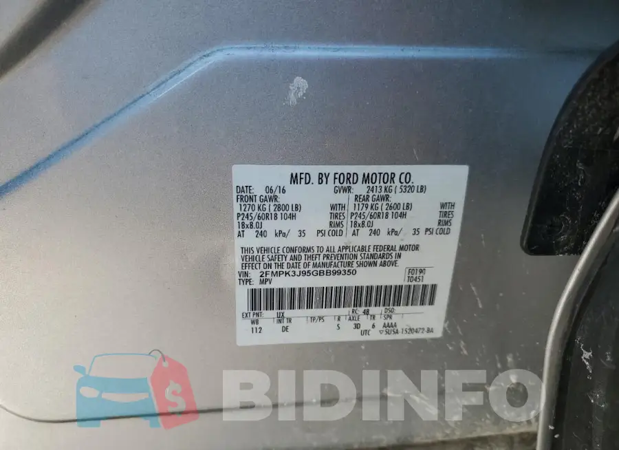 2FMPK3J95GBB99350 Photo# 13