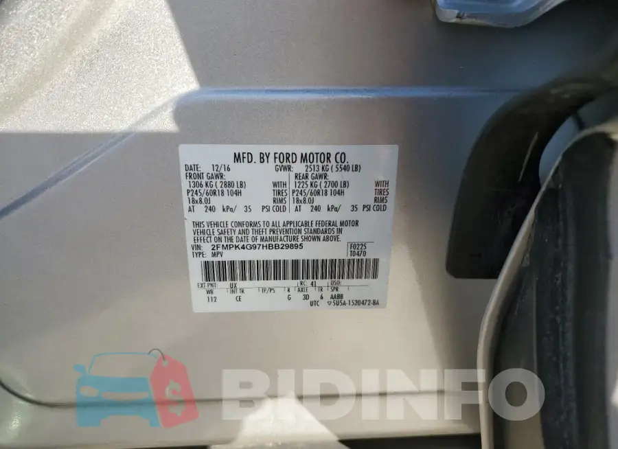 2FMPK4G97HBB29895 Photo# 14