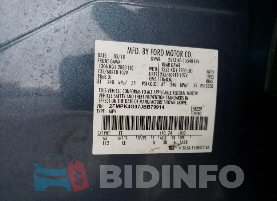 2FMPK4G97JBB79914 Photo# 13