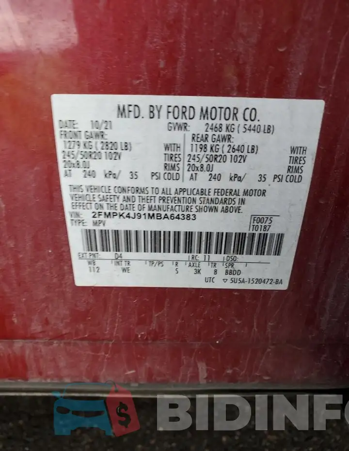 2FMPK4J91MBA64383 Photo# 13