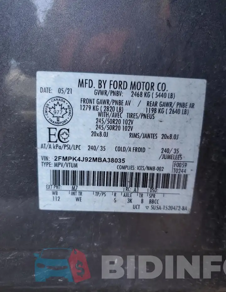 2FMPK4J92MBA38035 Photo# 13