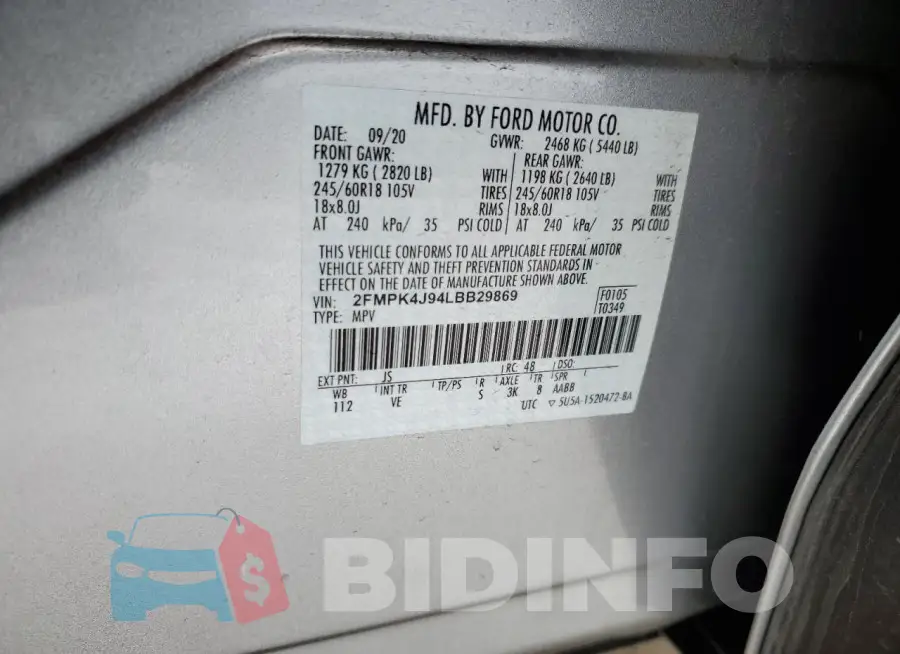 2FMPK4J94LBB29869 Photo# 13