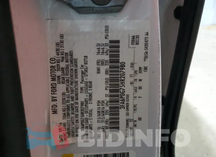 3FA6P0G75HR207980 Photo# 12