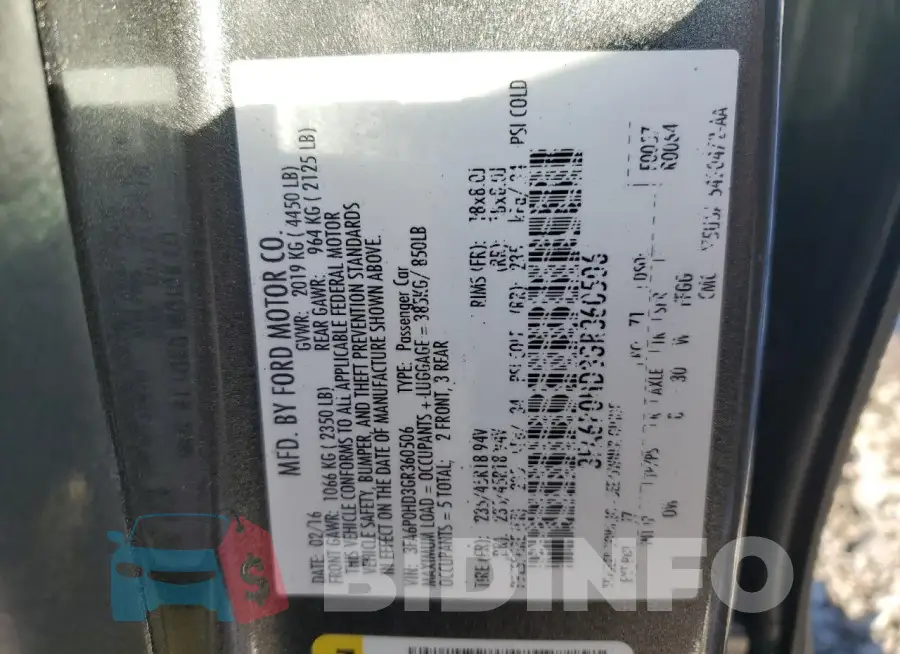 3FA6P0HD3GR360506 Photo# 12
