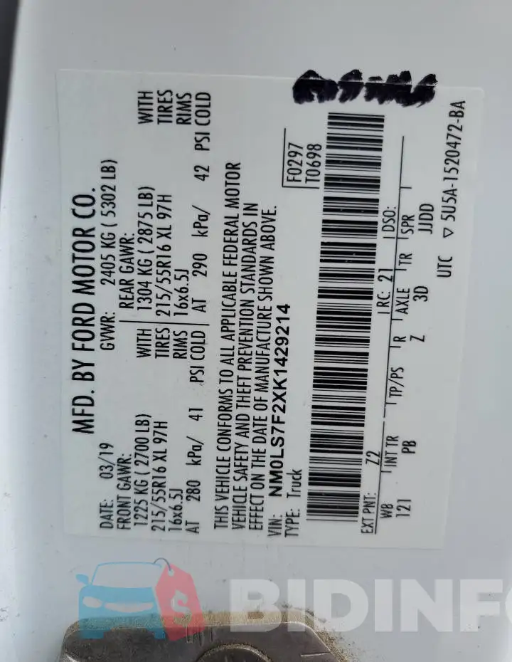 NM0LS7F2XK1429214 Photo# 13