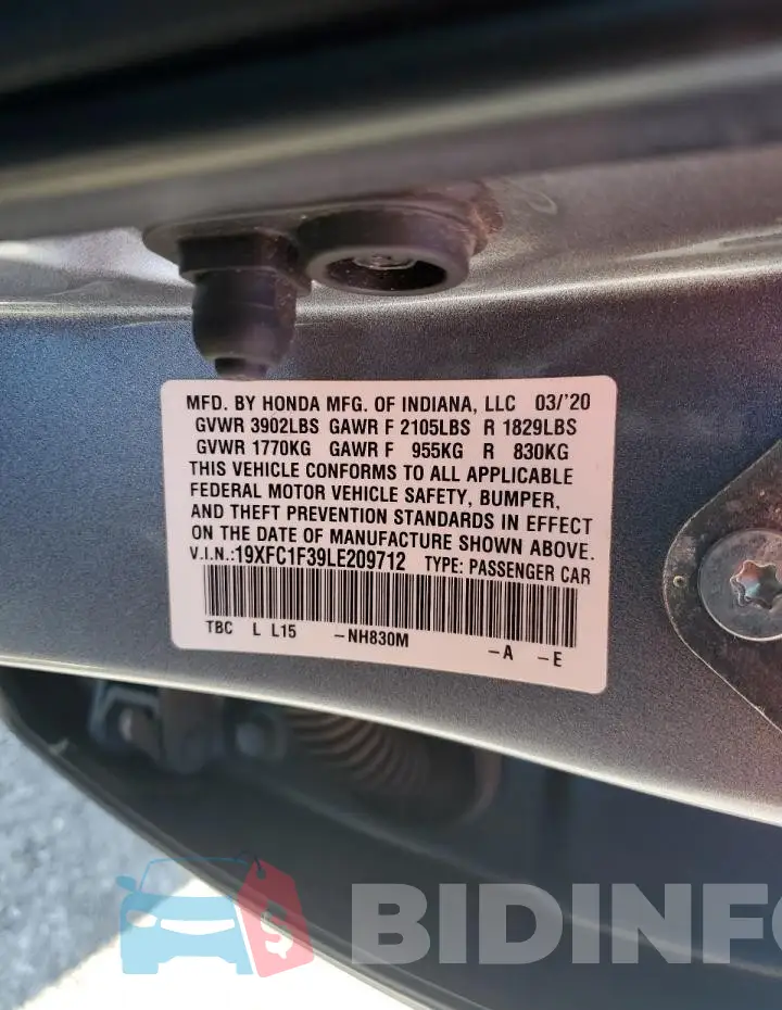 19XFC1F39LE209712 Photo# 12