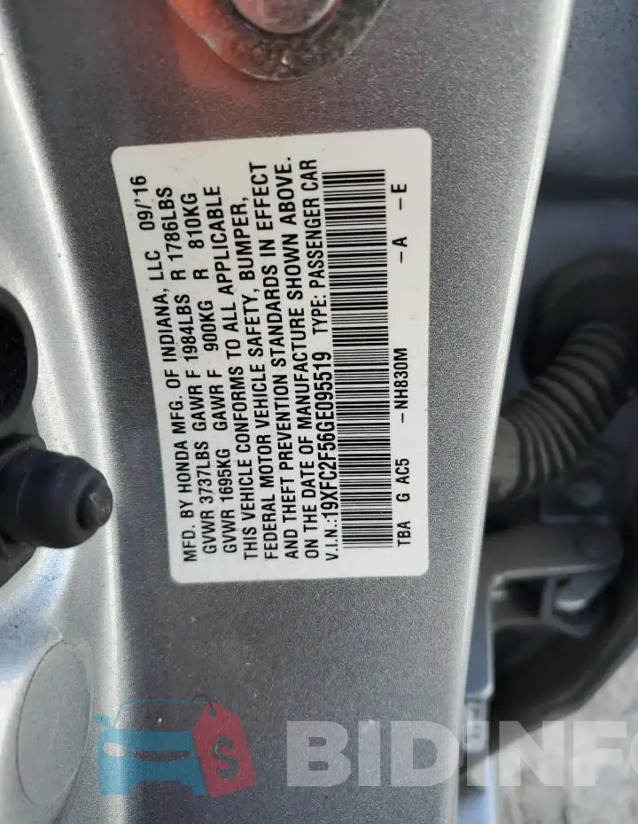 19XFC2F56GE095519 Photo# 13