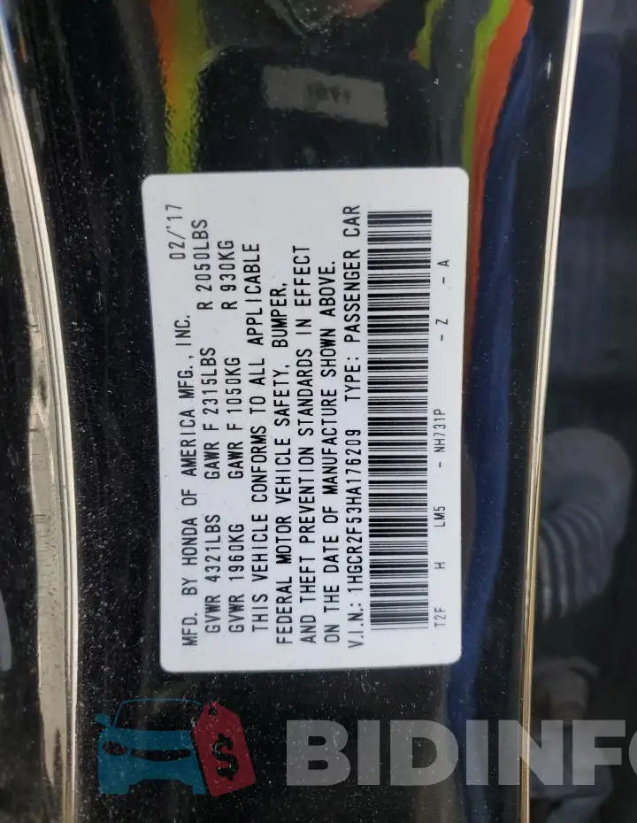 1HGCR2F53HA176209 Photo# 12