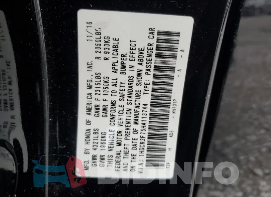 1HGCR2F75HA113744 Photo# 12