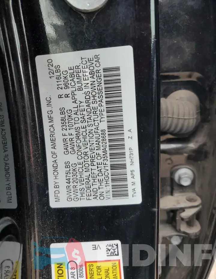 1HGCV1F35MA028688 Photo# 12
