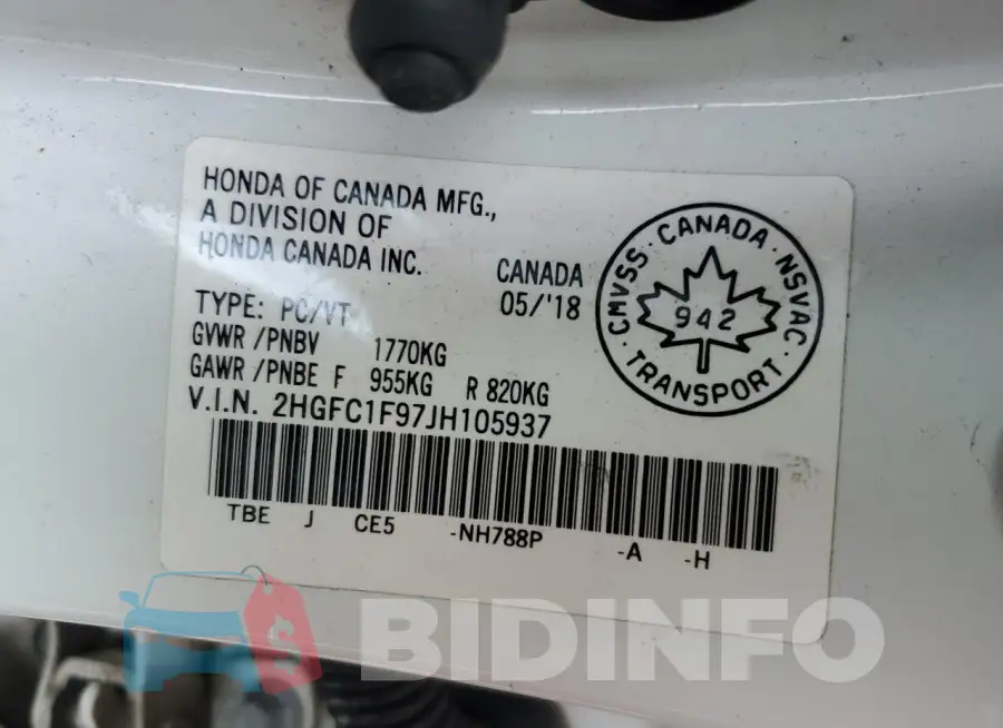 2HGFC1F97JH105937 Photo# 12