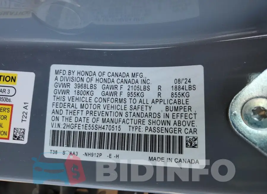 2HGFE1E55SH470515 Photo# 12