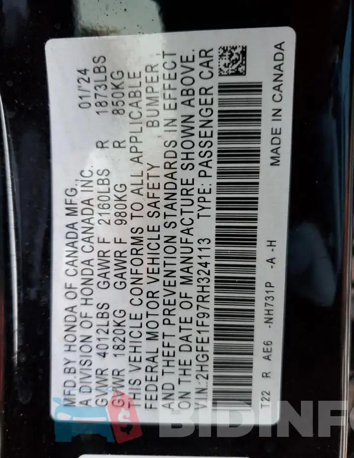 2HGFE1F97RH324113 Photo# 12