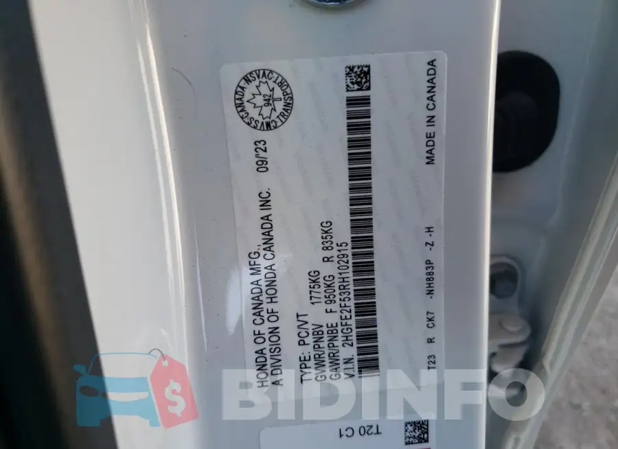2HGFE2F53RH102915 Photo# 12