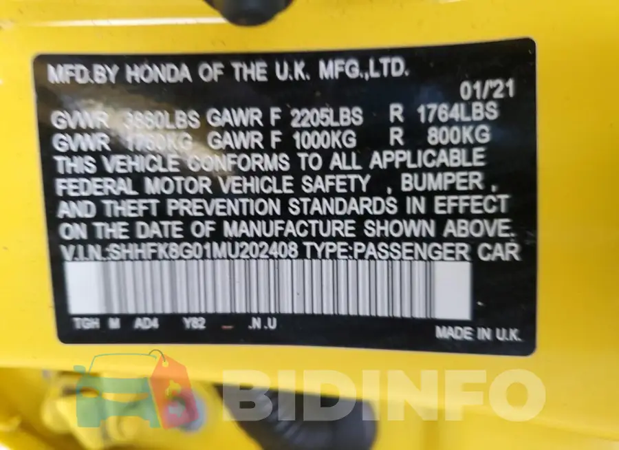 SHHFK8G01MU202408 Photo# 12