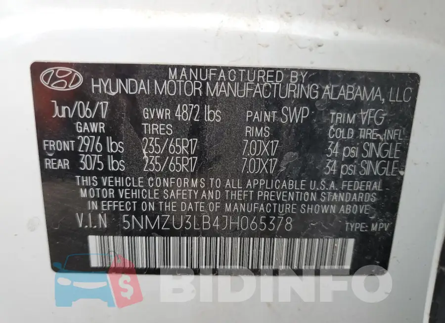 5NMZU3LB4JH065378 Photo# 13