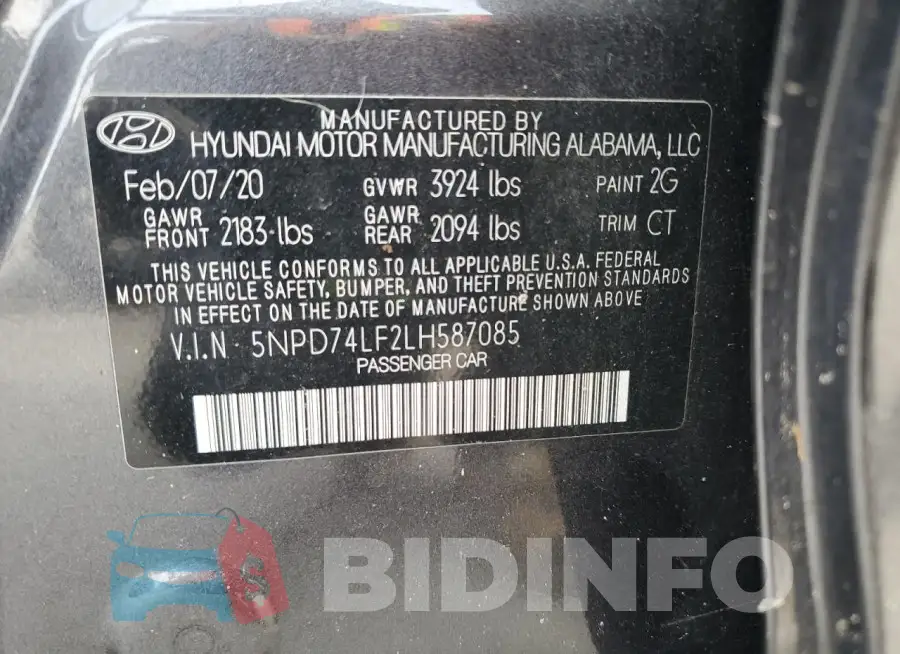 5NPD74LF2LH587085 Photo# 12