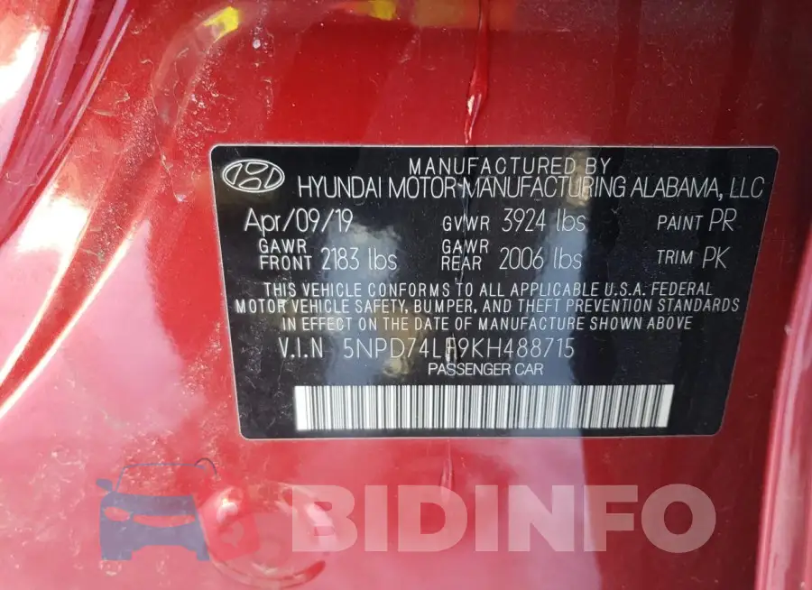 5NPD74LF9KH488715 Photo# 13