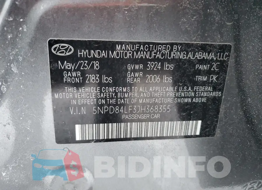 5NPD84LF3JH368355 Photo# 12