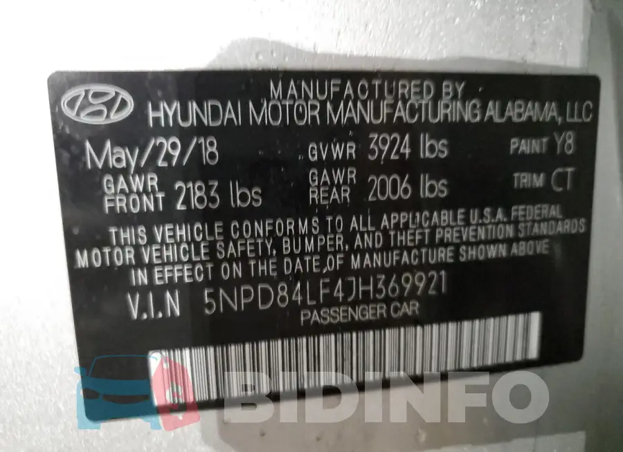 5NPD84LF4JH369921 Photo# 12