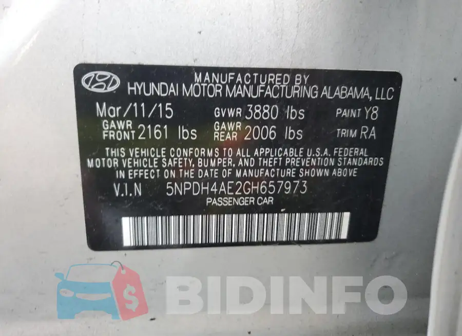 5NPDH4AE2GH657973 Photo# 12