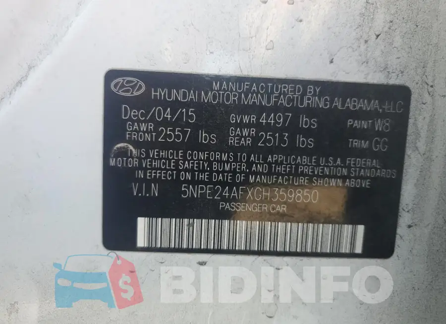 5NPE24AFXGH359850 Photo# 12
