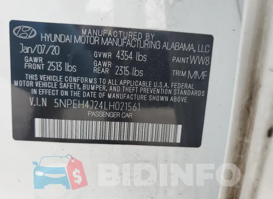 5NPEH4J24LH021561 Photo# 12