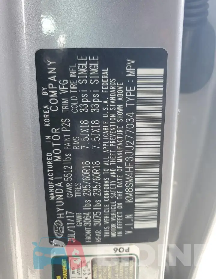 KM8SM4HF3JU277034 Photo# 13