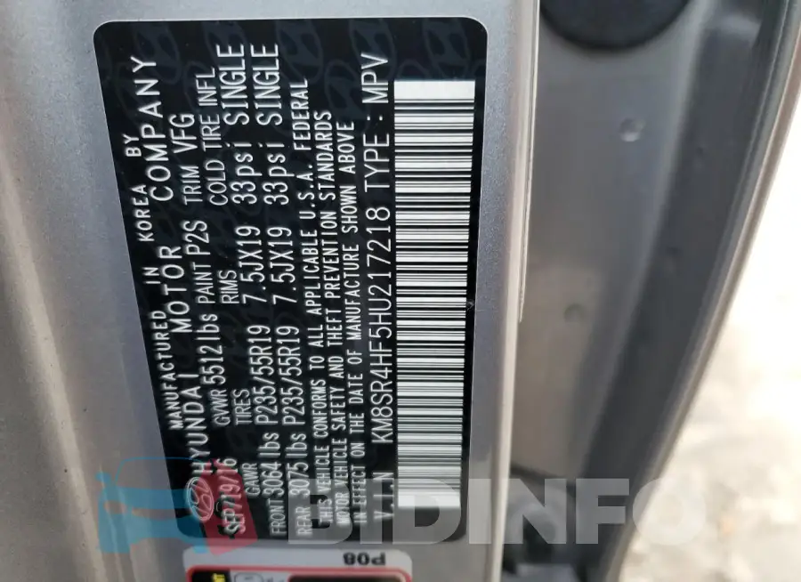 KM8SR4HF5HU217218 Photo# 13