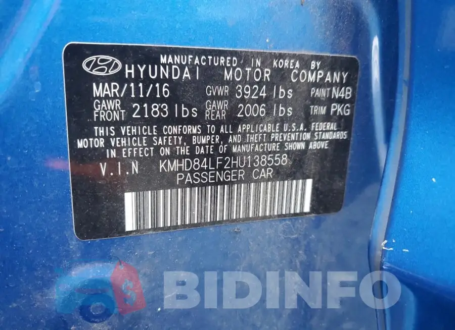 KMHD84LF2HU138558 Photo# 13