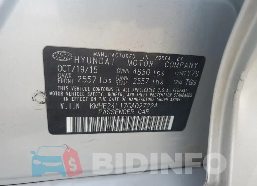 KMHE24L17GA027224 Photo# 12