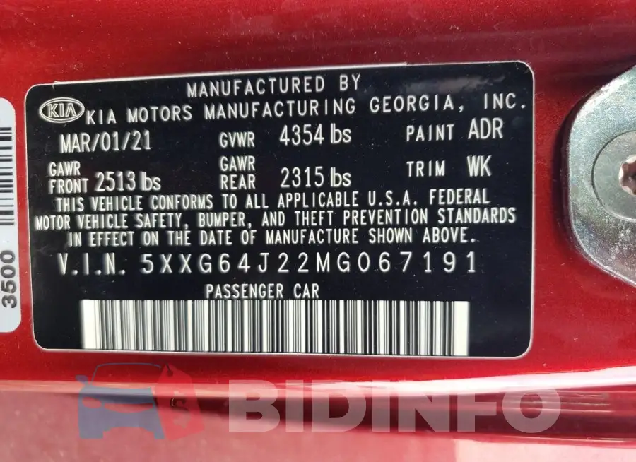 5XXG64J22MG067191 Photo# 13