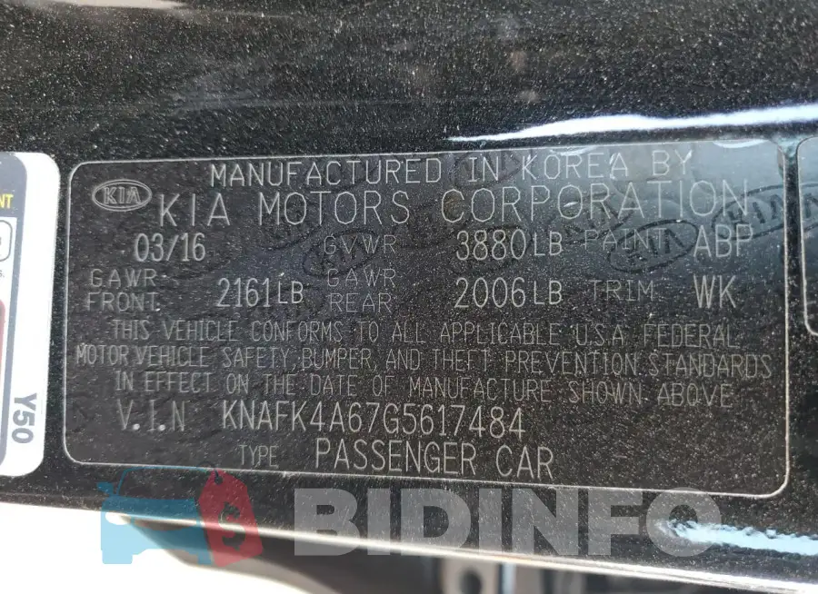 KNAFK4A67G5617484 Photo# 13