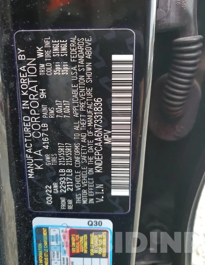 KNDEPCAA6N7331836 Photo# 13