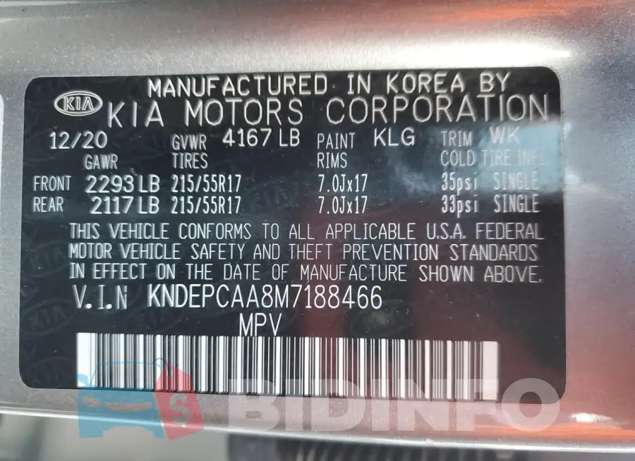 KNDEPCAA8M7188466 Photo# 14