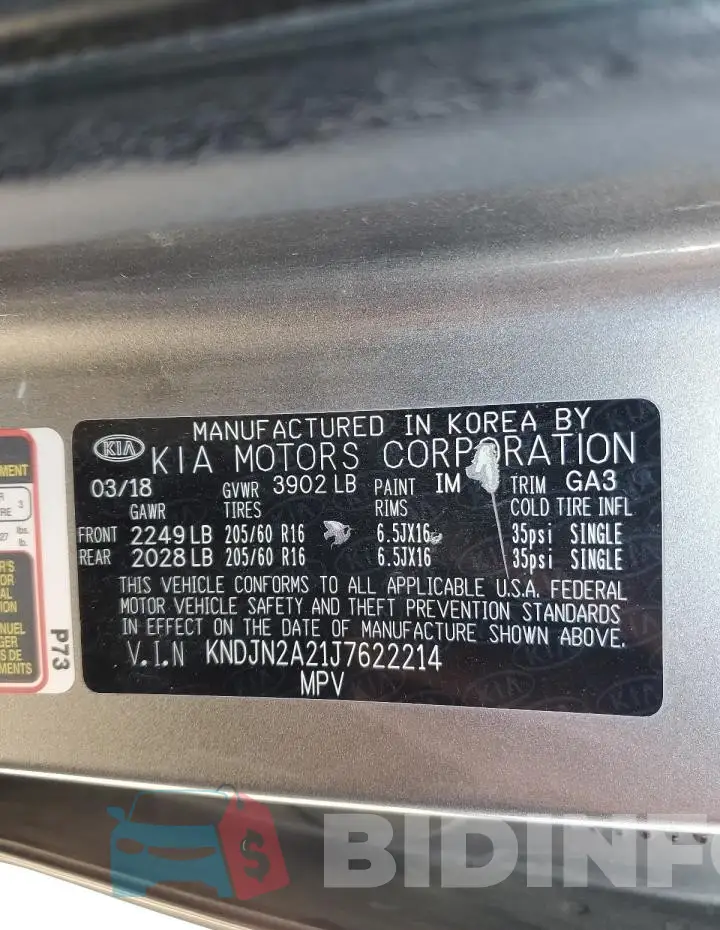 KNDJN2A21J7622214 Photo# 13