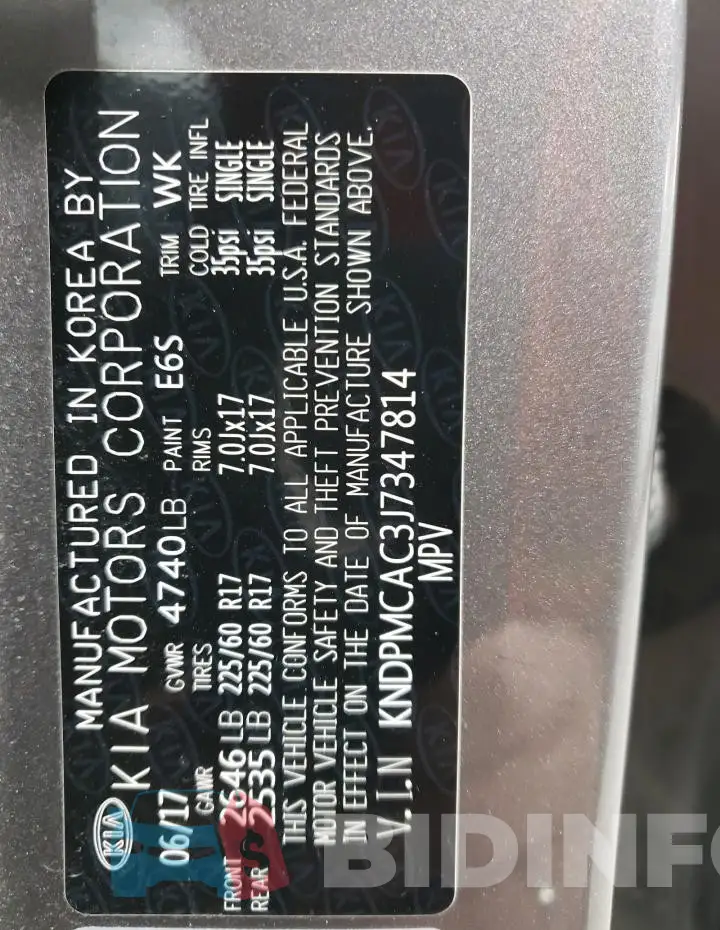 KNDPMCAC3J7347814 Photo# 14