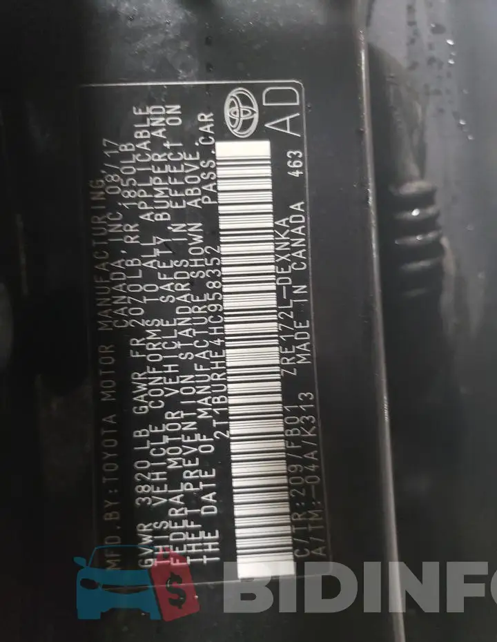 2T1BURHE4HC958352 Photo# 12