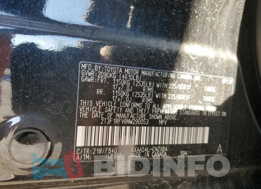 2T3F1RFV8NW290053 Photo# 13