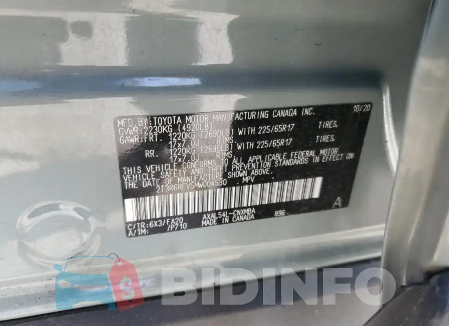 2T3R6RFV5MW004530 Photo# 14