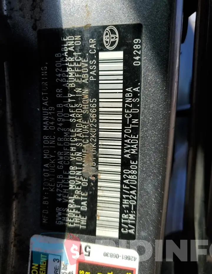 4T1B11HK2KU256665 Photo# 12