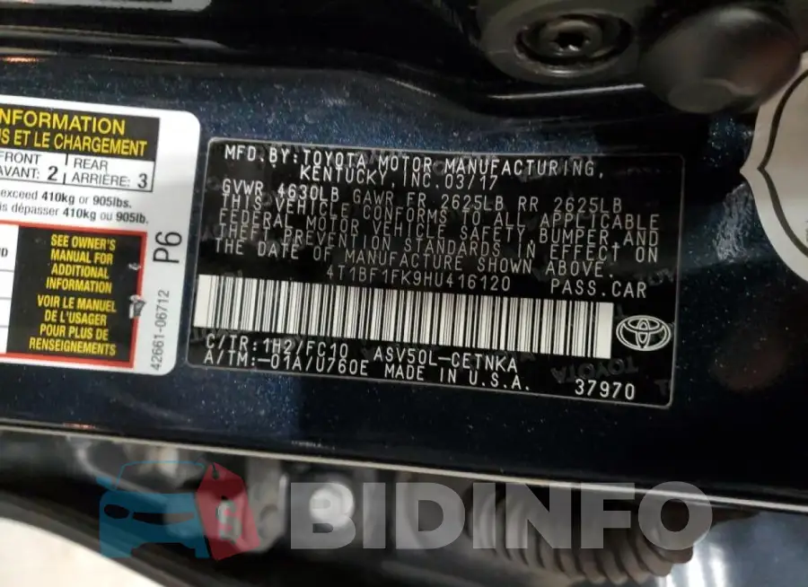 4T1BF1FK9HU416120 Photo# 12