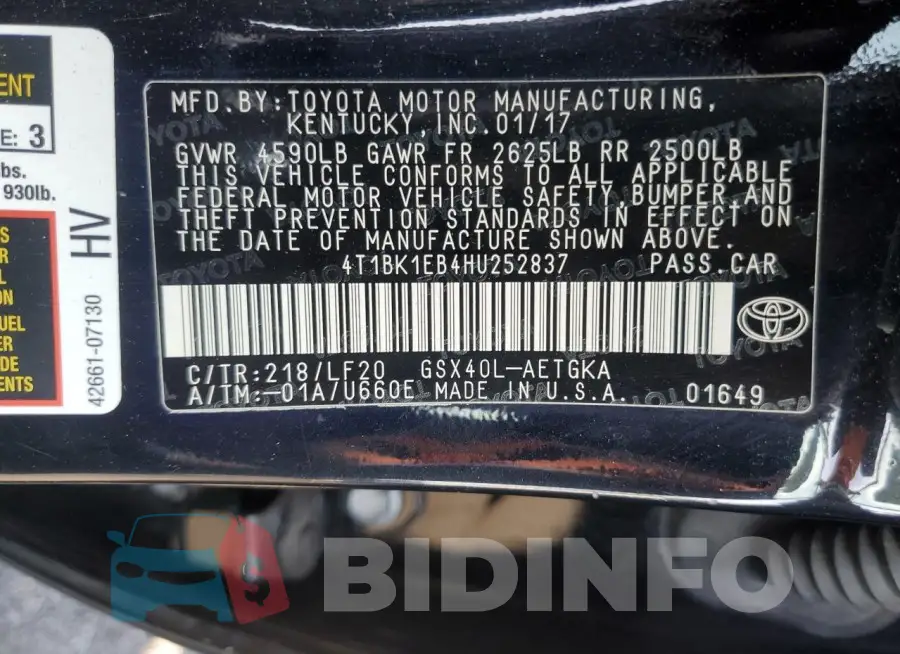4T1BK1EB4HU252837 Photo# 13