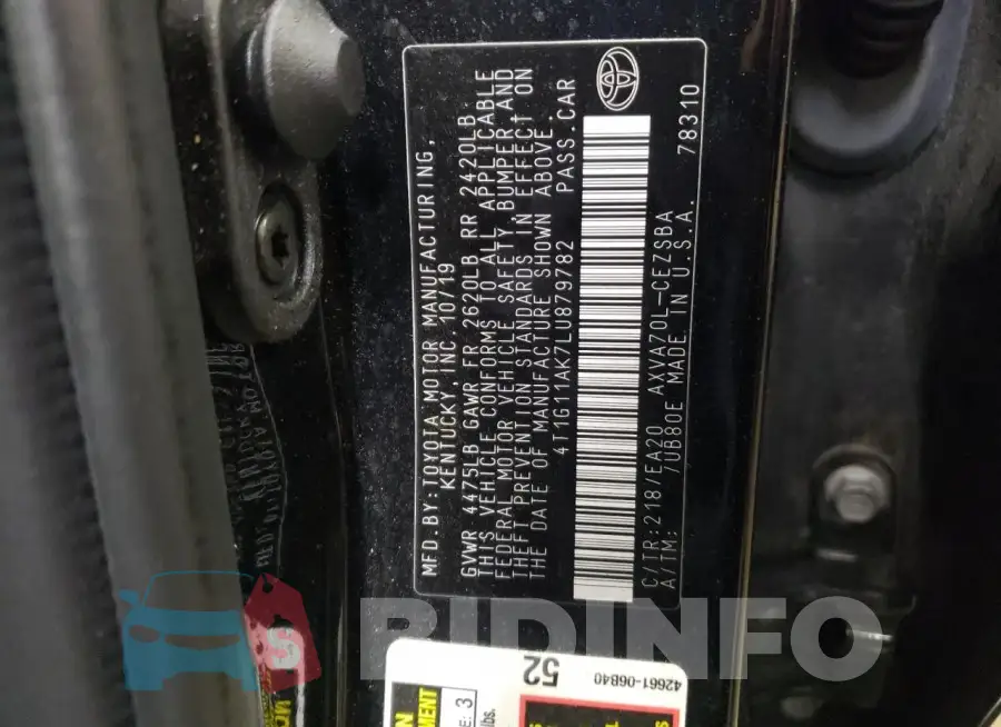 4T1G11AK7LU879782 Photo# 12