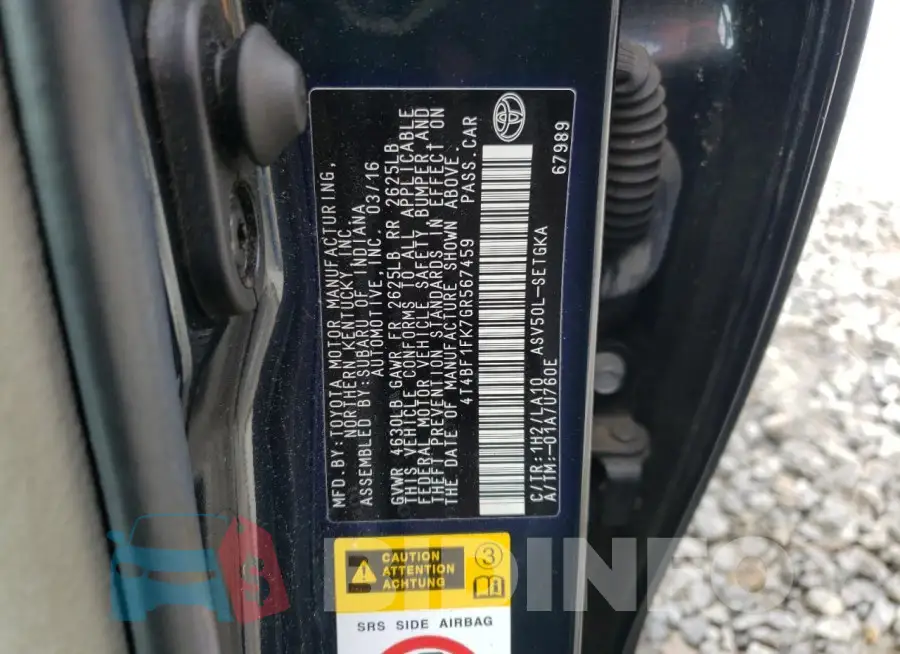 4T4BF1FK7GR567459 Photo# 13