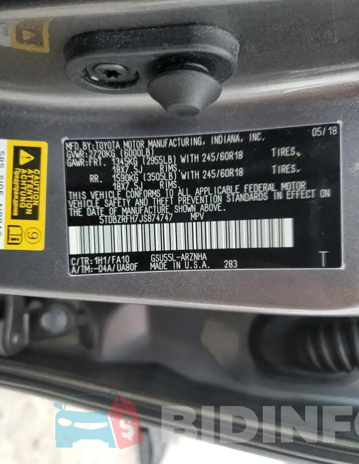 5TDBZRFH7JS874747 Photo# 13
