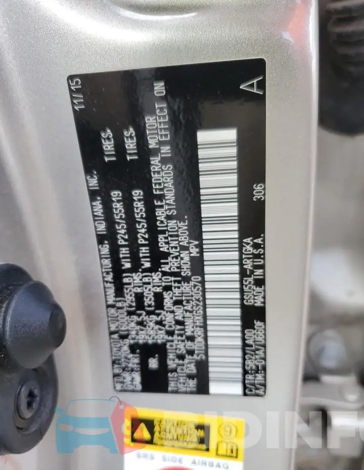 5TDDKRFHXGS230570 Photo# 13